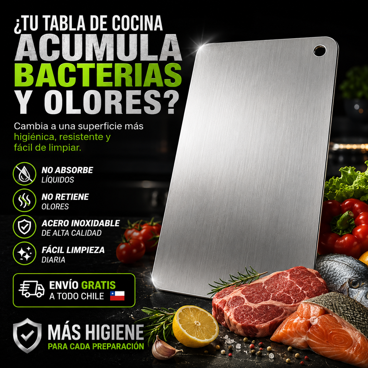 Tabla de cortar de acero inoxidable 20x30 cm